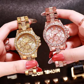 Ladies Dazzling Three Eye Rhinestone Dress Watch