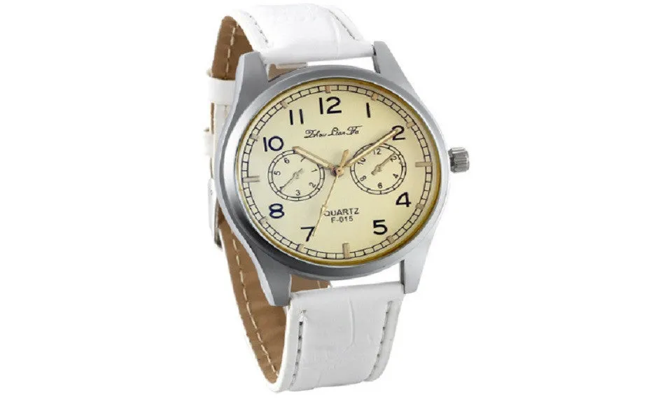 Lancardo Fashion Pu Leather Strap Luminous Hands Quartz Wristwatch