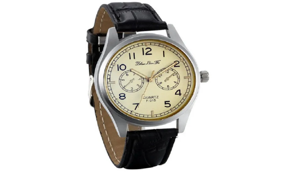 Lancardo Fashion Pu Leather Strap Luminous Hands Quartz Wristwatch