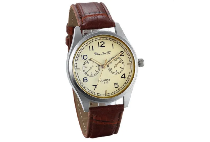 Lancardo Fashion Pu Leather Strap Luminous Hands Quartz Wristwatch