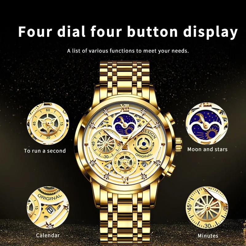 LIGE Fashion Mens Watches Top Brand Luxury Wrist Watch Quartz Clock Gold Watch Men Waterproof Chronograph Relogio Masculino