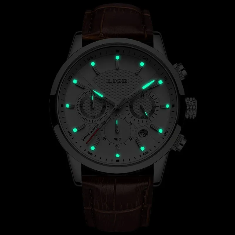 LIGE Top Brand Luxury Fashion New Leather Strap Quartz Men Watches Casual Date Business Male Wristwatches Homme Montre Clock Box