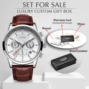 LIGE Top Brand Luxury Fashion New Leather Strap Quartz Men Watches Casual Date Business Male Wristwatches Homme Montre Clock Box
