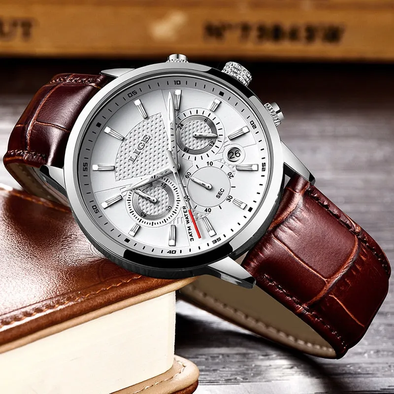 LIGE Top Brand Luxury Fashion New Leather Strap Quartz Men Watches Casual Date Business Male Wristwatches Homme Montre Clock Box