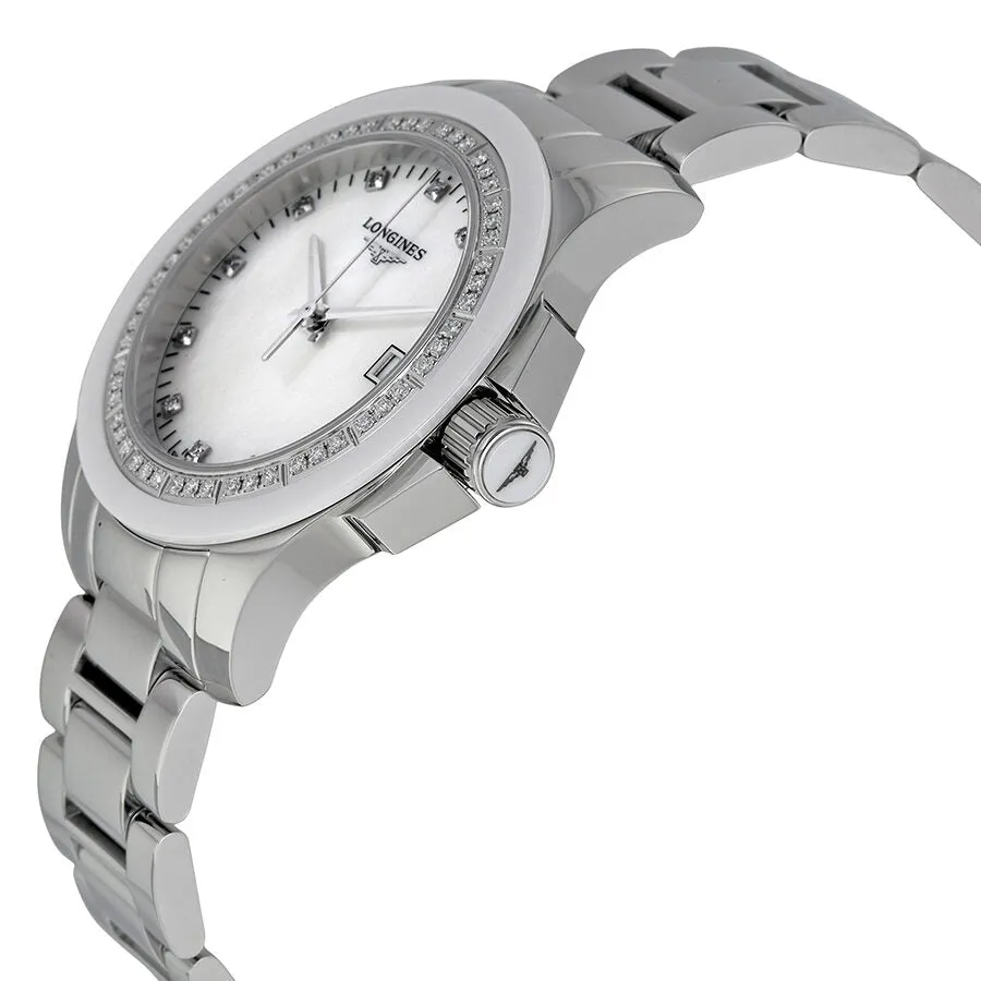 Longines Conquest Mother of Pearl Diamond Dial Stainless Steel Watch L3.281.0.87.6