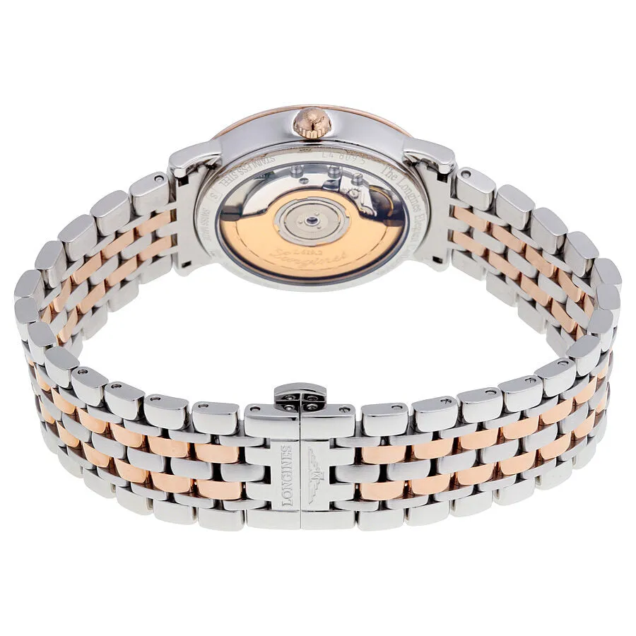 Longines Elegant Automatic Black Diamond Dial Steel and 18kt Rose Gold Ladies Watch L48095577 L4.809.5.57.7