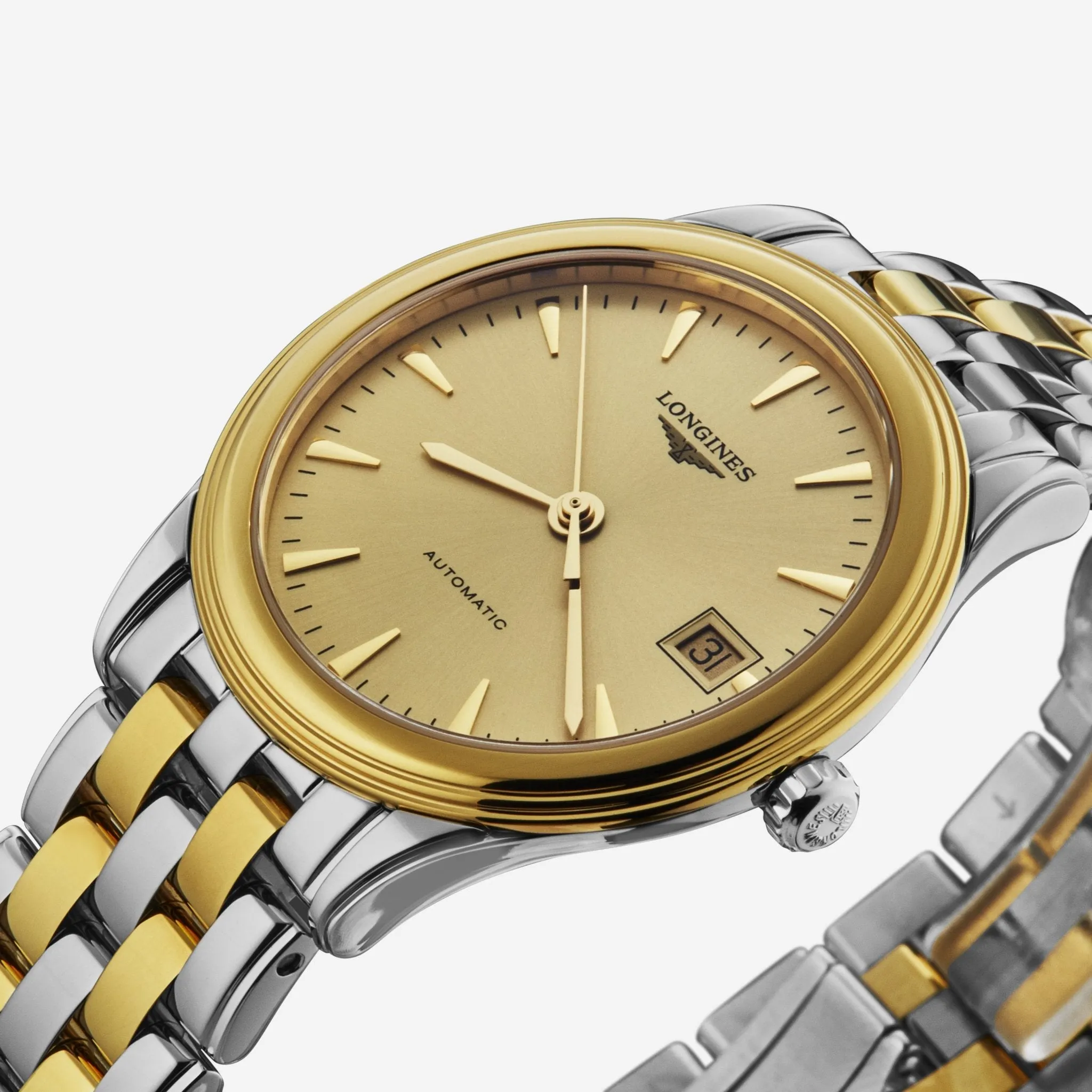 Longines Flagship Two-Tone Stainless Steel Diamond Automatic Men's Watch L47743327