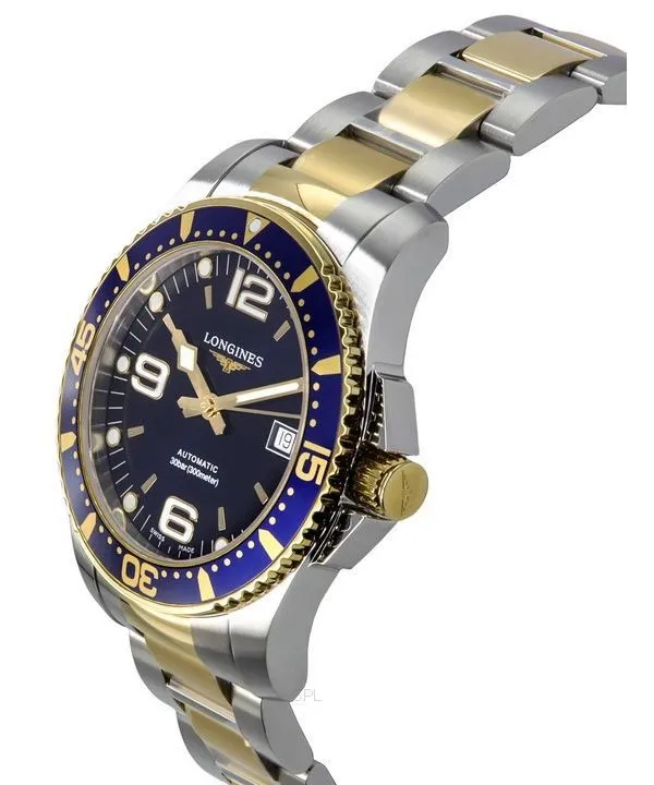 Longines HydroConquest Two Tone Stainless Steel Blue Dial Automatic Divers L3.742.3.96.7 300M Mens Watch