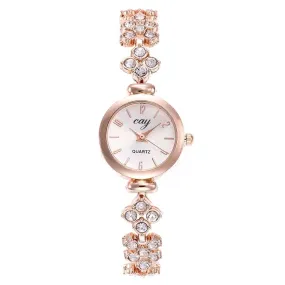 LORDINA Women's Rose Gold Wrist Watch with Rhinestones