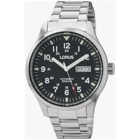 Lorus Men's Automatic Watch with Day/Date, Stainless Steel Band, Black Dial RL403BX9