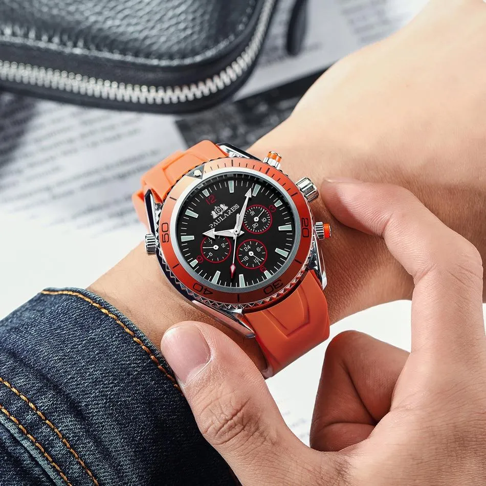 Luxury Automatic Bond Chrono Watch - Rubber Strap