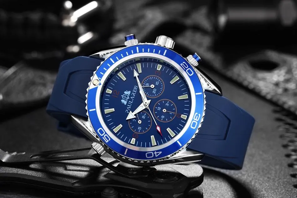 Luxury Automatic Bond Chrono Watch - Rubber Strap
