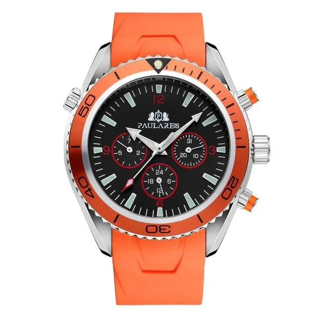 Luxury Automatic Bond Chrono Watch - Rubber Strap