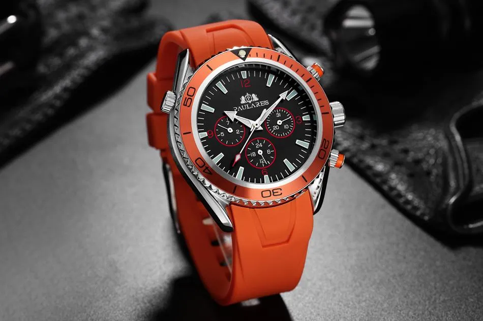 Luxury Automatic Bond Chrono Watch - Rubber Strap
