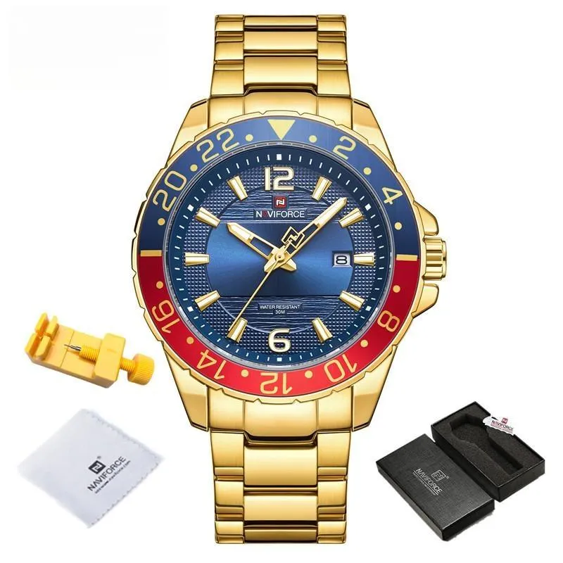 Luxury Classic Gold Men Watch Quartz Date Business Clock Stainless Steel 3ATM Waterproof Wristwatch