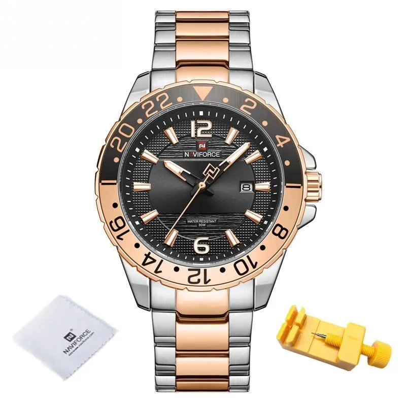 Luxury Classic Gold Men Watch Quartz Date Business Clock Stainless Steel 3ATM Waterproof Wristwatch