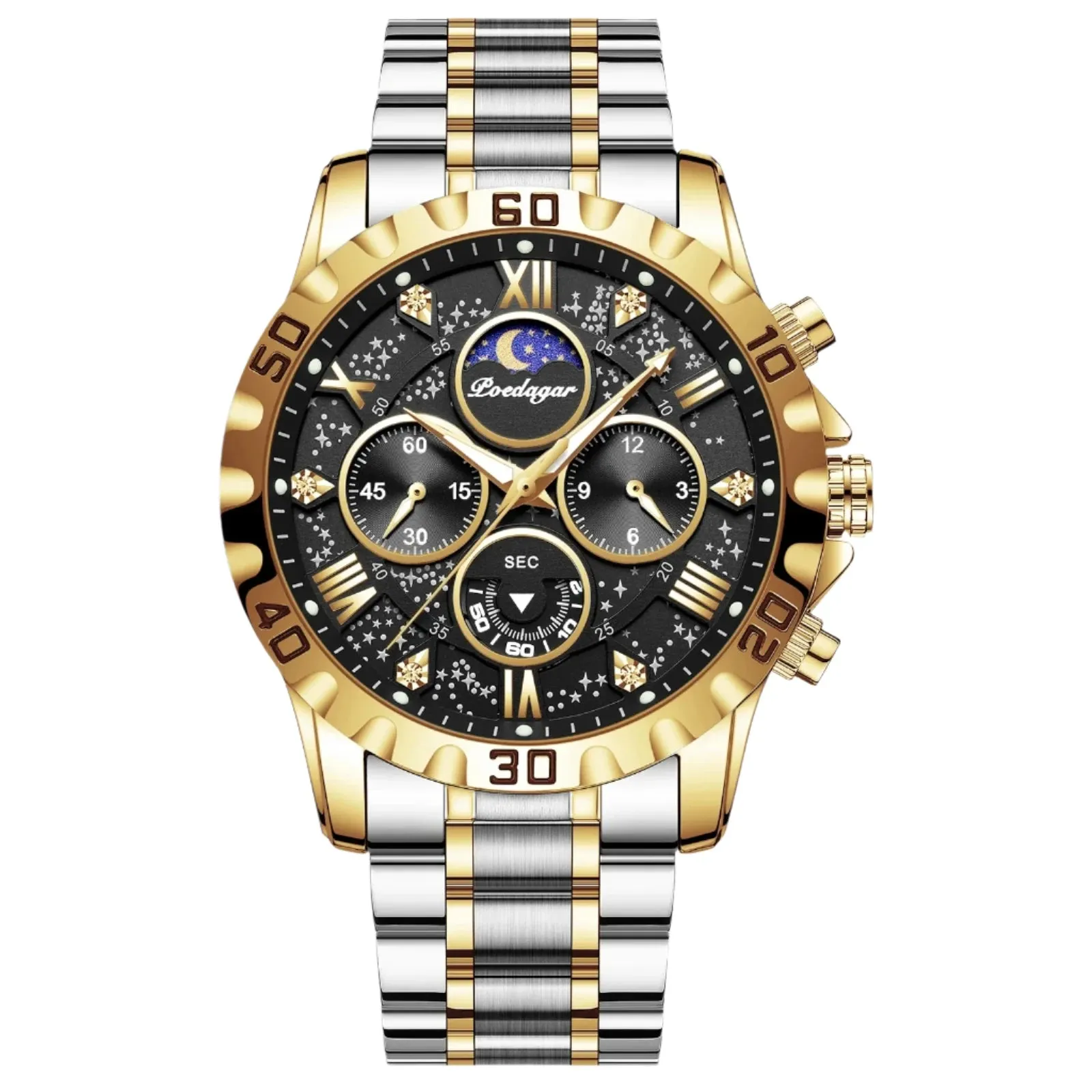 Luxury Men's Quartz Sports Watch - Waterproof Luminous Stainless Steel Chronograph
