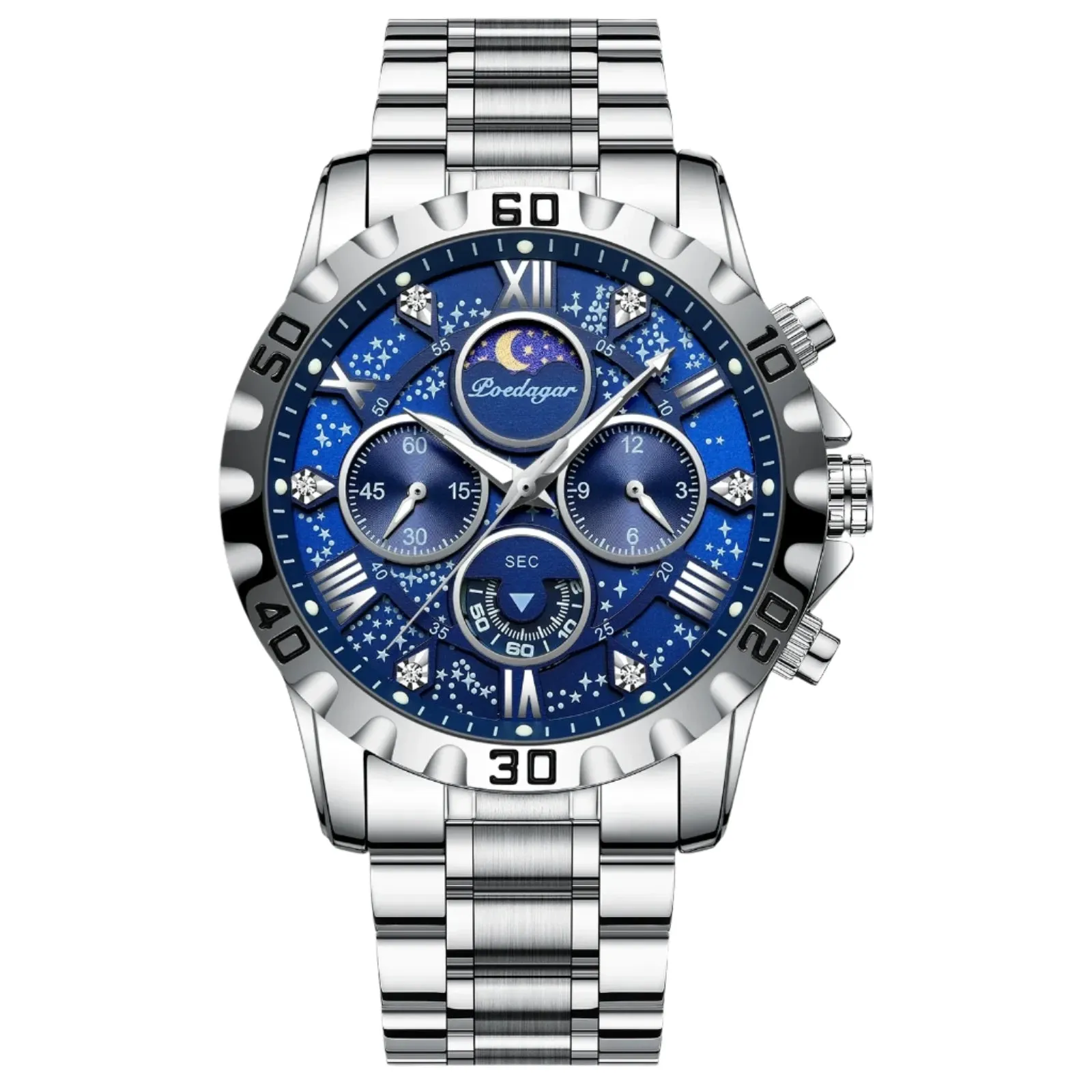 Luxury Men's Quartz Sports Watch - Waterproof Luminous Stainless Steel Chronograph