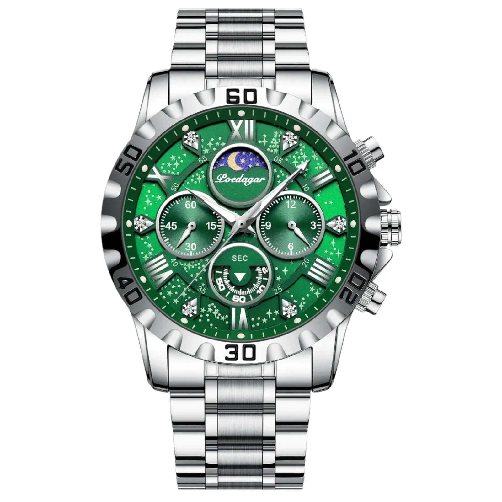 Luxury Men's Quartz Sports Watch - Waterproof Luminous Stainless Steel Chronograph