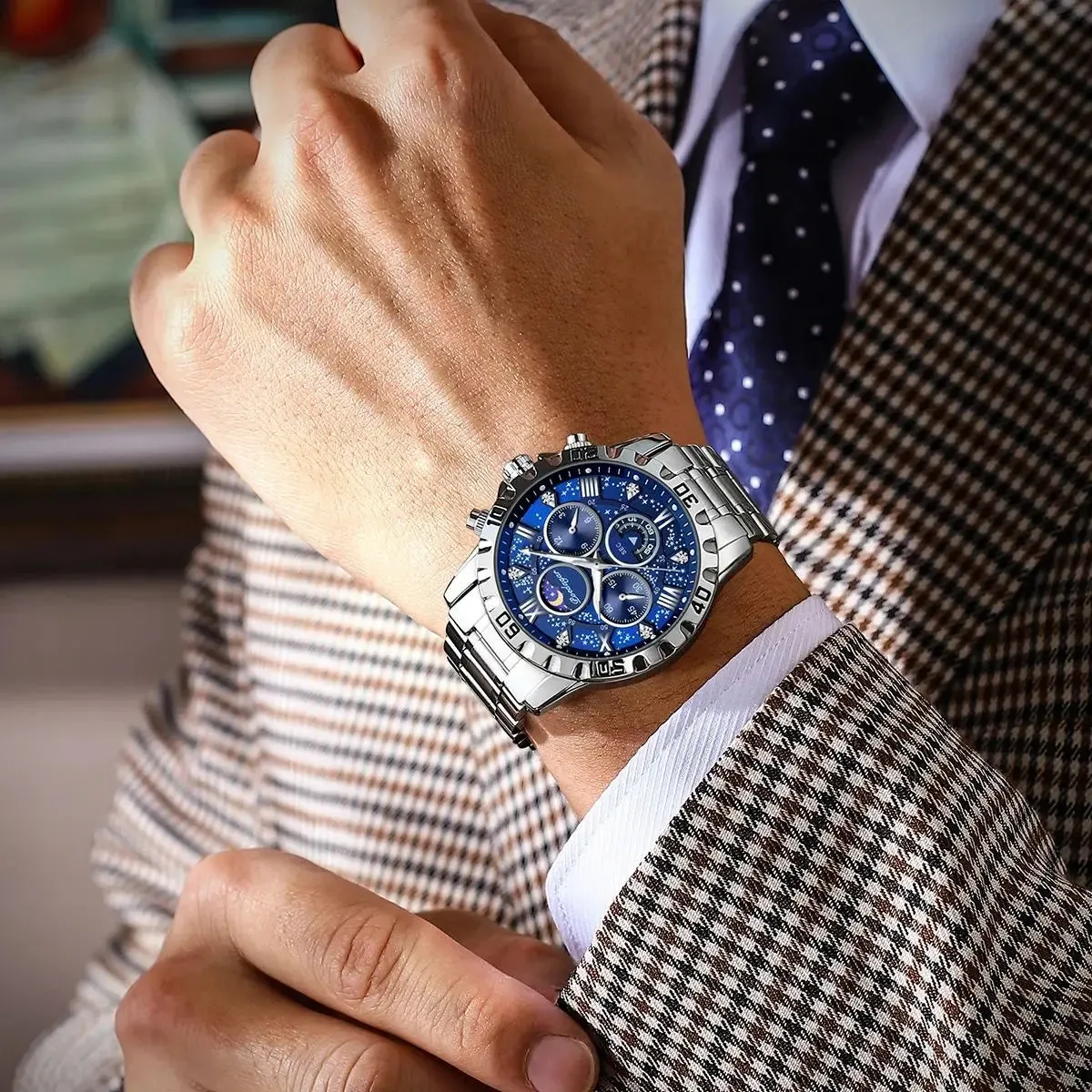 Luxury Men's Quartz Sports Watch - Waterproof Luminous Stainless Steel Chronograph