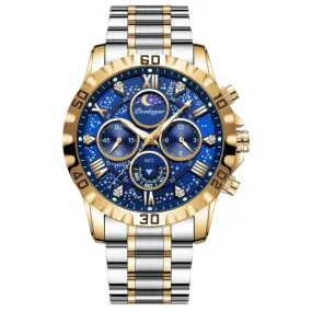Luxury Men's Quartz Sports Watch - Waterproof Luminous Stainless Steel Chronograph
