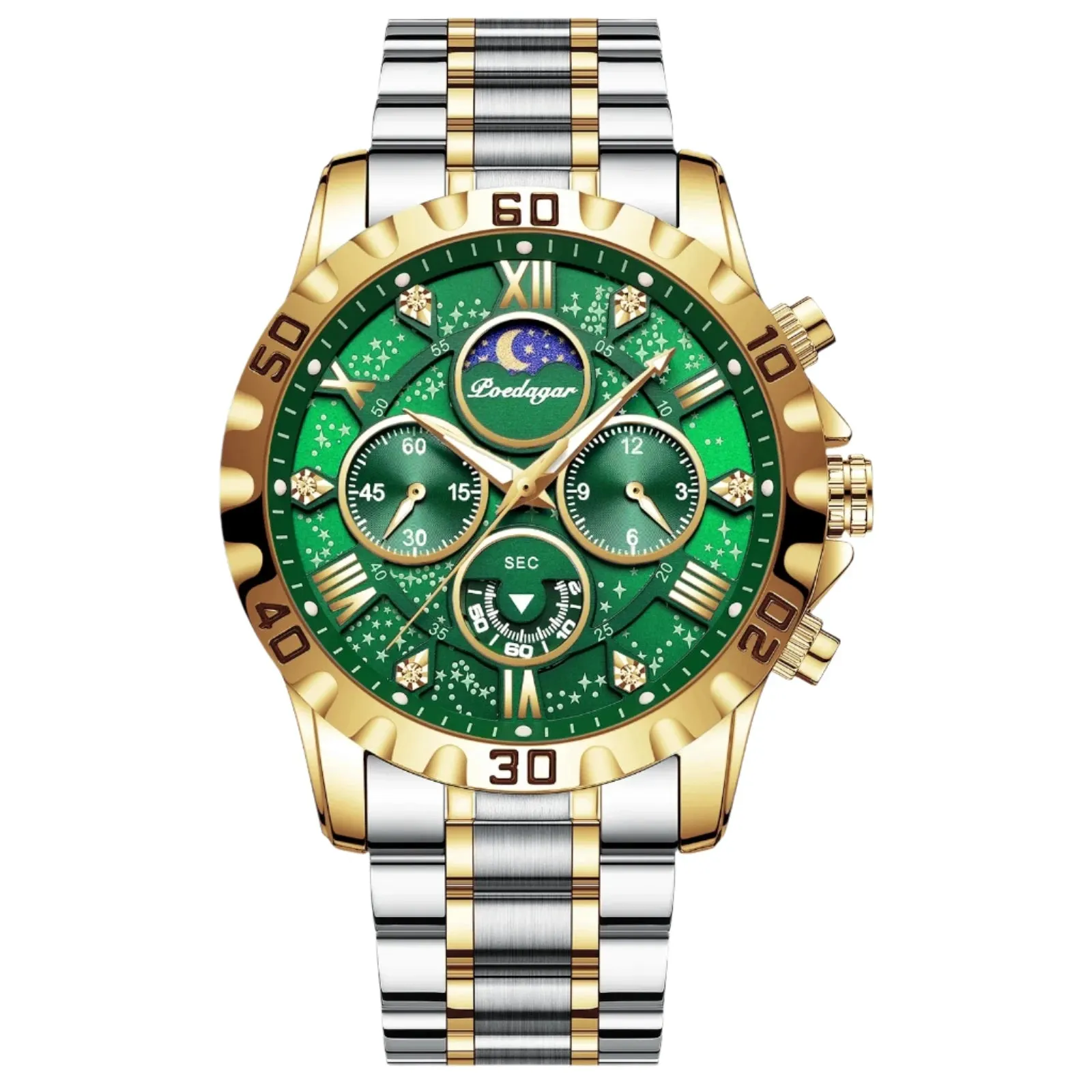 Luxury Men's Quartz Sports Watch - Waterproof Luminous Stainless Steel Chronograph