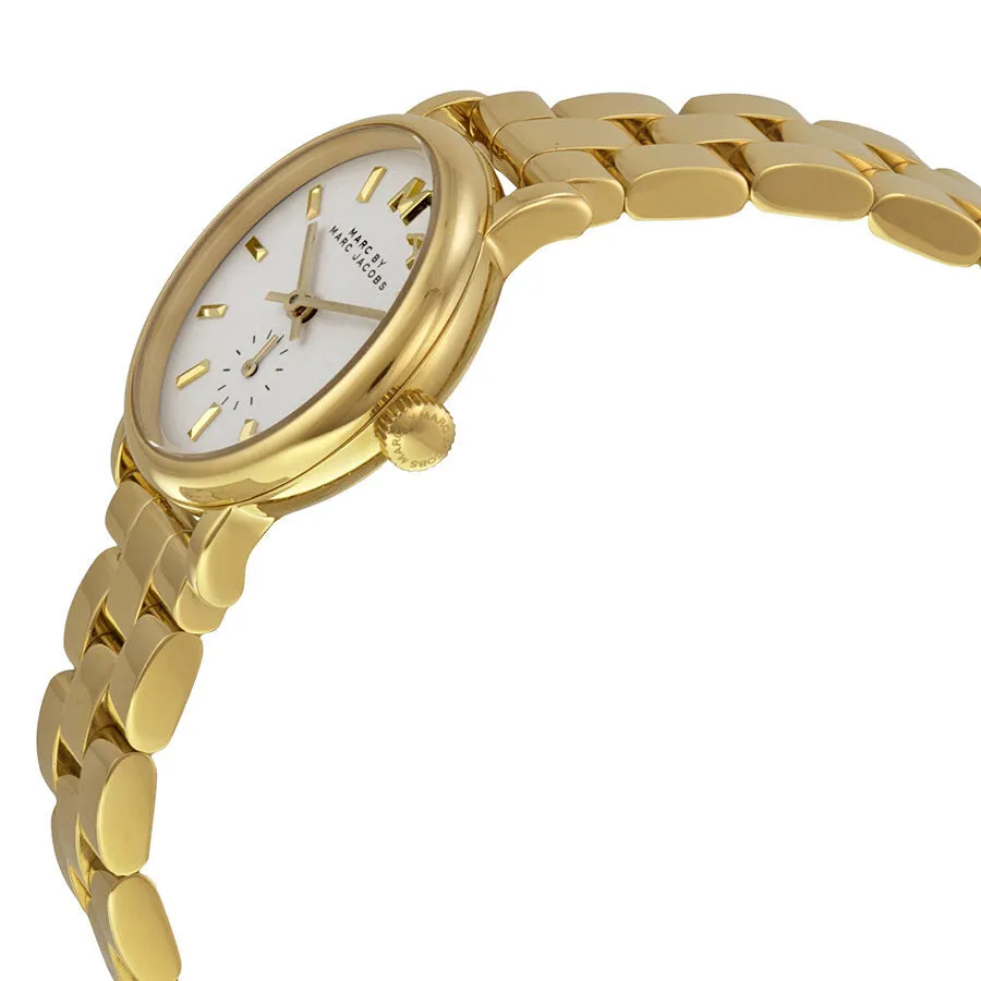 Marc By Marc Jacobs White Pearlized Dial Gold-tone Stainless Steel Ladies Watch MBM3247
