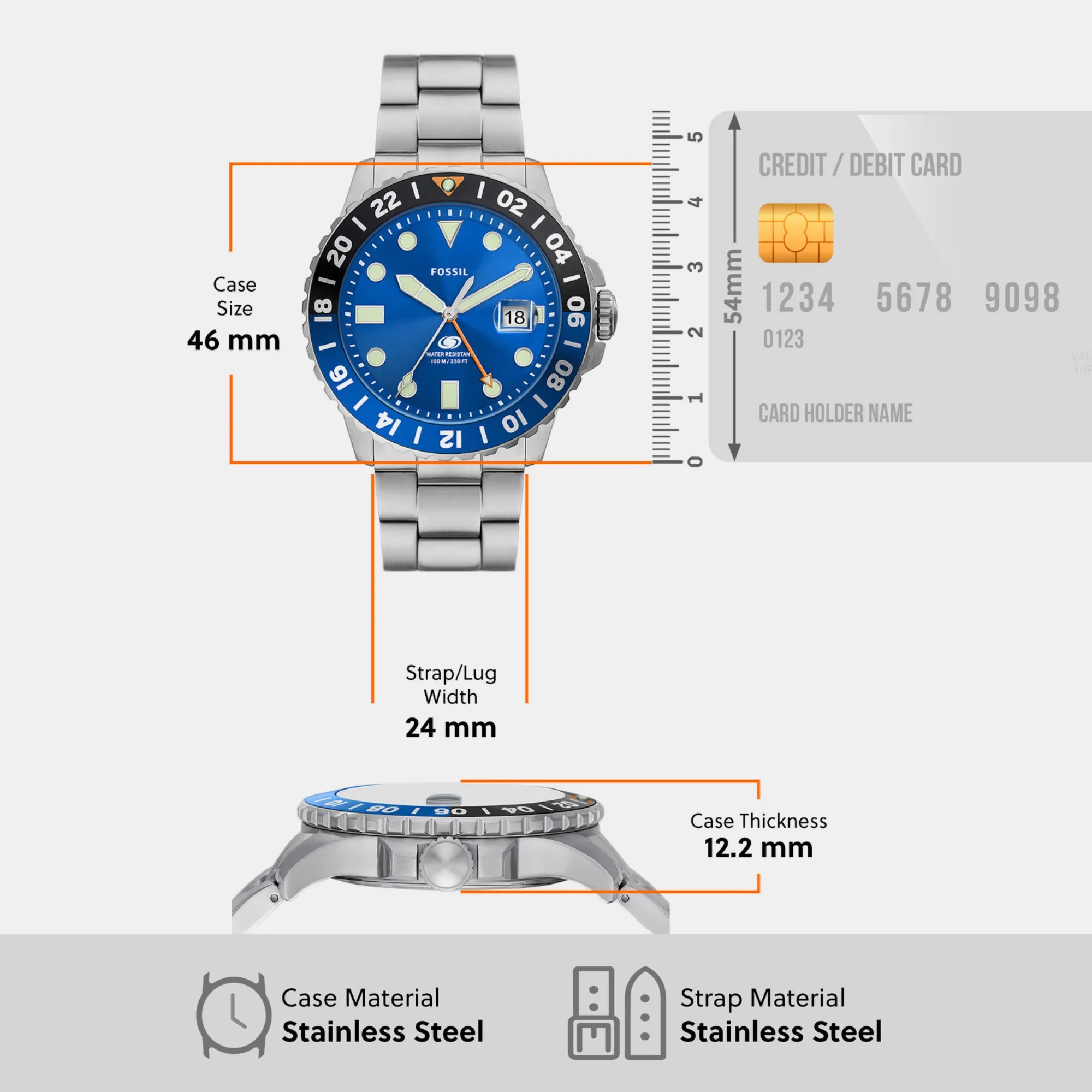 Men Blue Analog Stainless Steel Watch FS5991