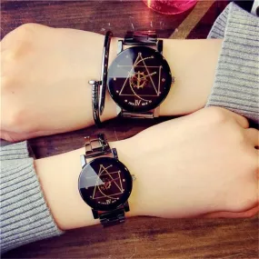 Men Gear Triangle Pointer Compass Dial Second Hand Watch