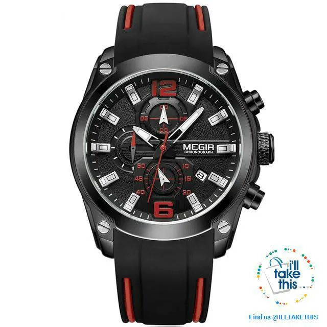 Men's Chronograph Analog Quartz Sports Watch HUGE Face dial of 47mm/1.85'