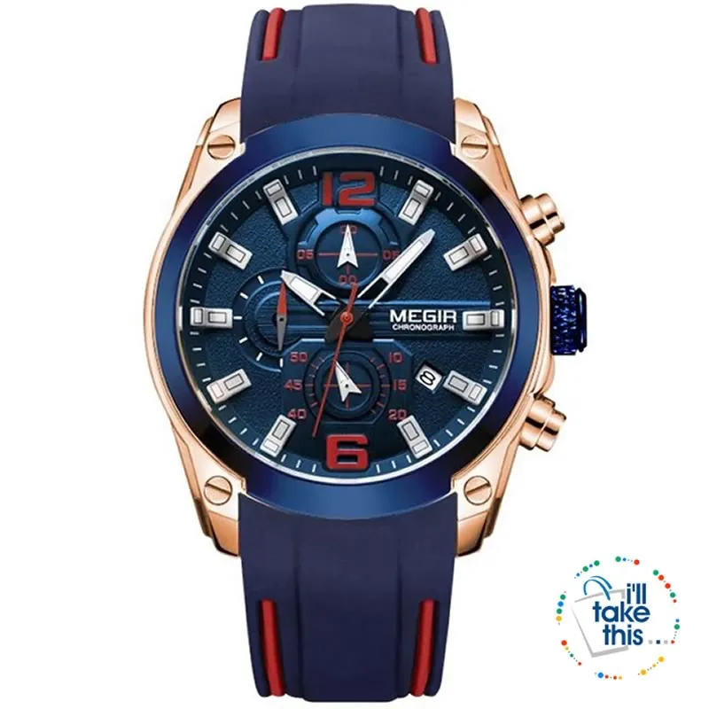 Men's Chronograph Analog Quartz Sports Watch HUGE Face dial of 47mm/1.85'
