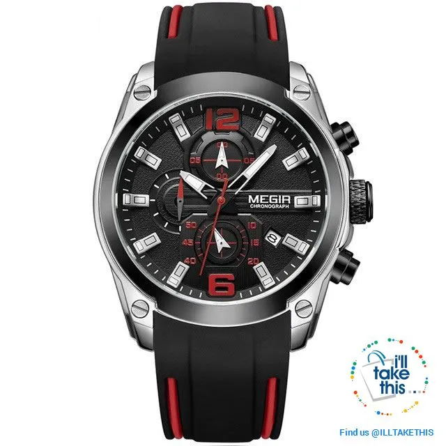 Men's Chronograph Analog Quartz Sports Watch HUGE Face dial of 47mm/1.85'