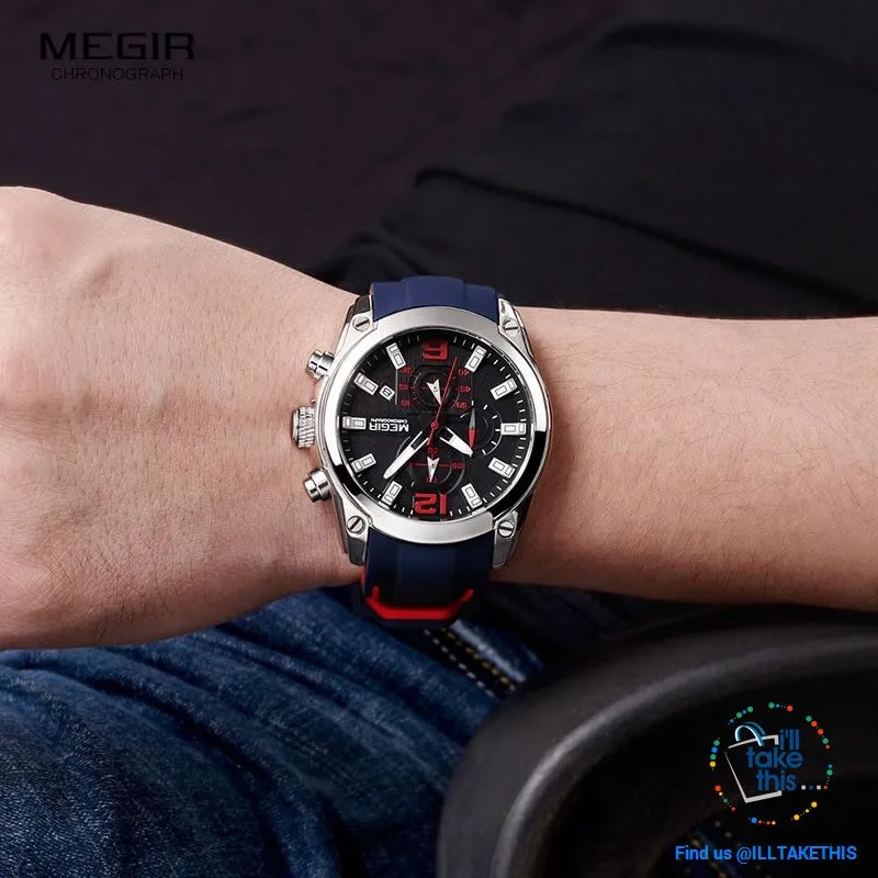 Men's Chronograph Analog Quartz Sports Watch HUGE Face dial of 47mm/1.85'