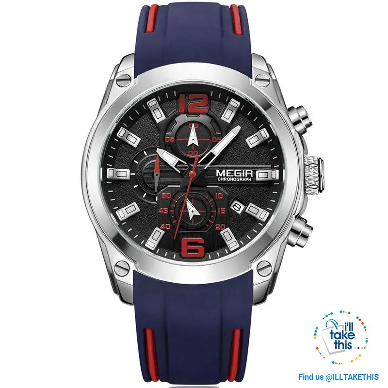 Men's Chronograph Analog Quartz Sports Watch HUGE Face dial of 47mm/1.85'