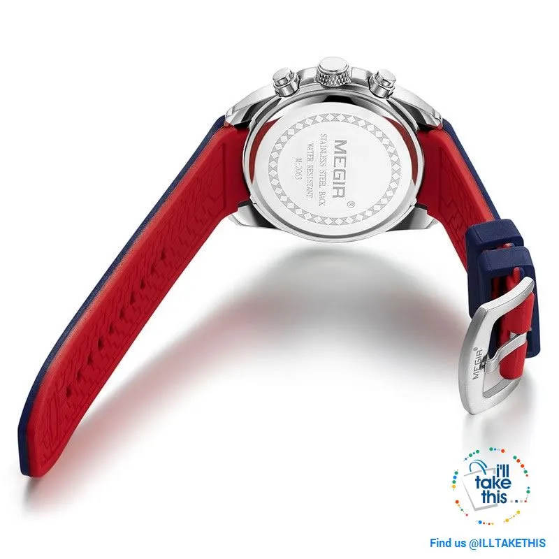 Men's Chronograph Analog Quartz Sports Watch HUGE Face dial of 47mm/1.85'