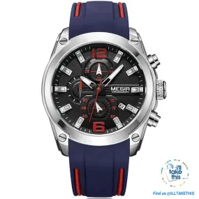 Men's Chronograph Analog Quartz Sports Watch HUGE Face dial of 47mm/1.85'