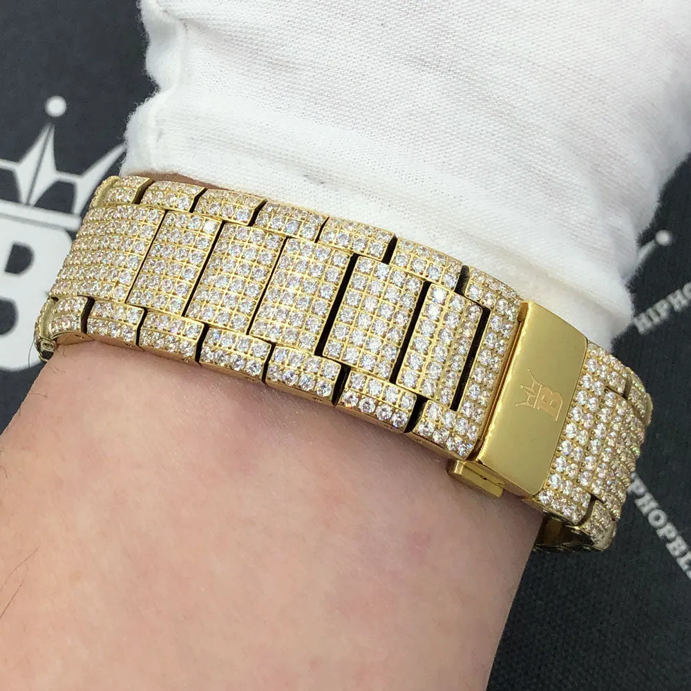 Moissanite Crown Iced Out Hip Hop Bling Bustdown Watch 50 Carats