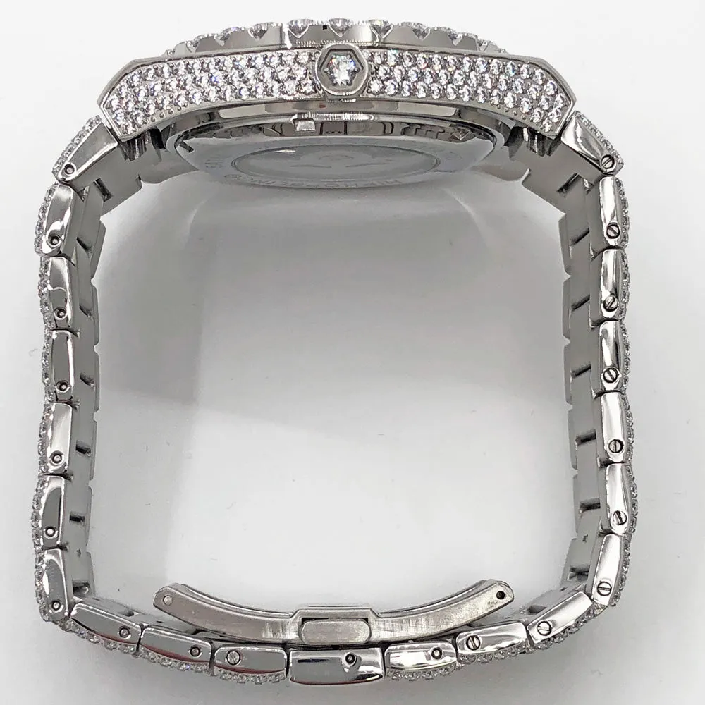 Moissanite Crown Iced Out Hip Hop Bling Bustdown Watch 50 Carats