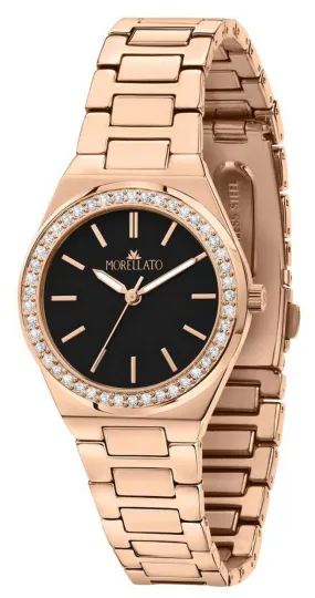 Morellato Ego Black Dial Rose Gold Tone Stainless Steel Quartz R0153164501 Womens Watch