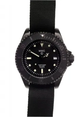 MWC 300m Black PVD Quartz Military Divers Watch (Branded)