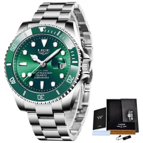 New LIGE Mens Watches Fashion Business Waterproof Quartz