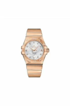 omega constellation co-axial 35mm 18kt rose gold ladies watch