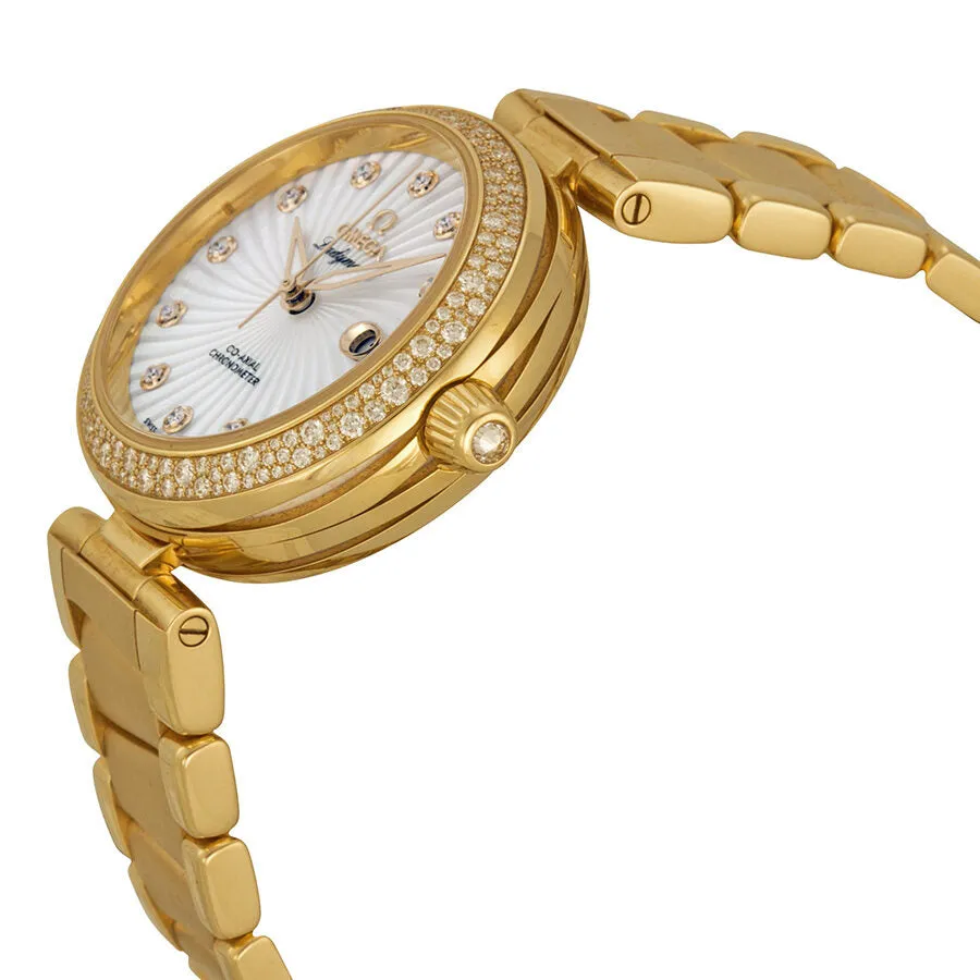 Omega De Ville Ladymatic Mother of Pearl Dial 18kt Yellow Gold Diamond Ladies Watch 42565342055002 425.65.34.20.55.002