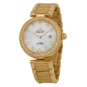 Omega De Ville Ladymatic Mother of Pearl Dial 18kt Yellow Gold Diamond Ladies Watch 42565342055002 425.65.34.20.55.002