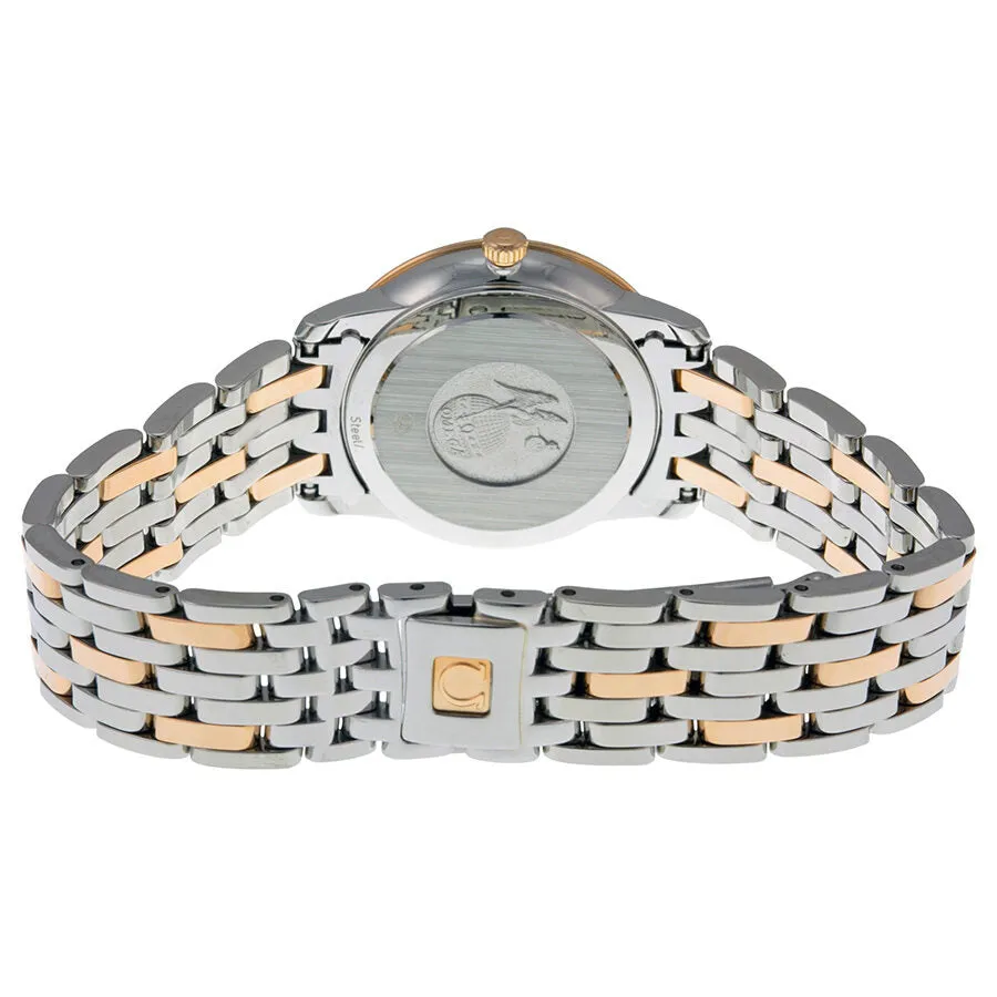 Omega De Ville Prestige Silver Diamond Dial Stainless Steel and 18kt Rose Gold Ladies Watch 42420276052002