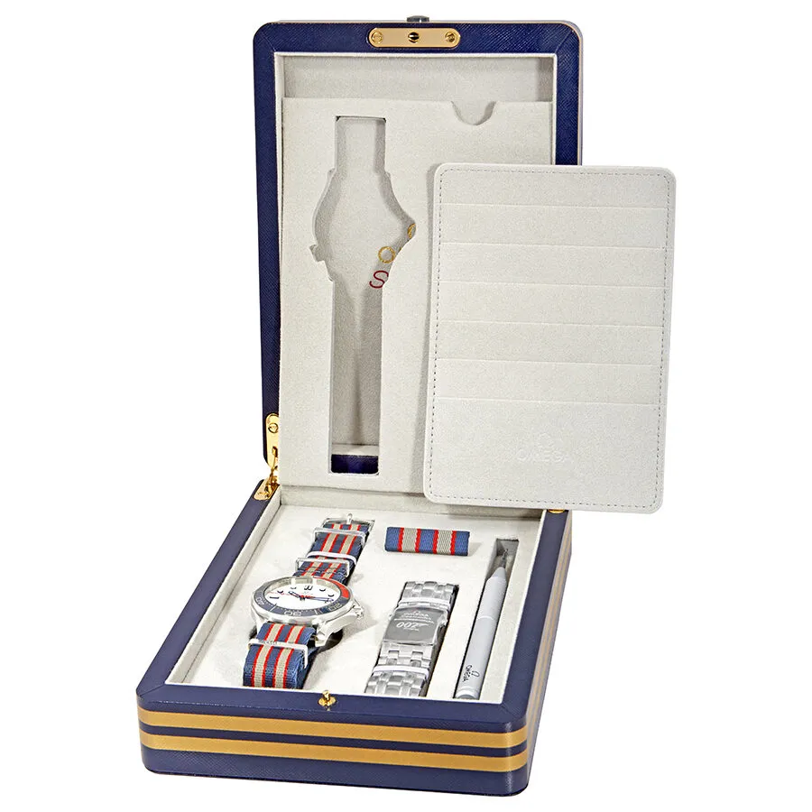 Omega James Bond 007 Commanders Automatic Chronometer White Dial Pepsi Bezel Men's Watch 212.32.41.20.04.001
