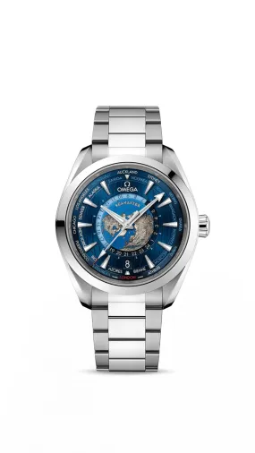 Omega Seamaster Aqua Terra 150M Co‑Axial Master Chronometer GMT World Timer 43mm Steel on Steel 220.10.43.22.03.001