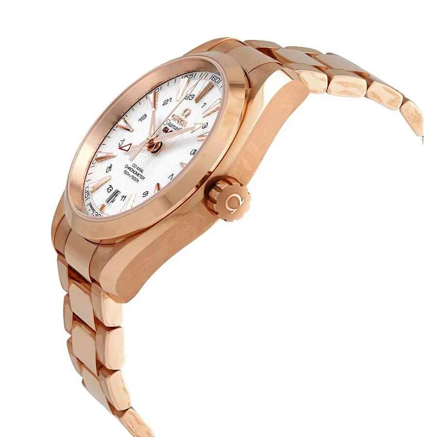Omega Seamaster Aqua Terra Silver Dial 18kt Rose Gold GMT Men's Watch 23150432202001