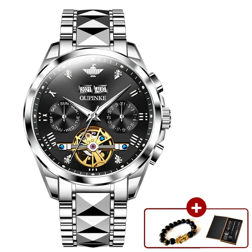 Original OUPINKE Luxury Automatic Watch for Men Mechanical Sapphire Crystal Waterproof Fashion Top Brand Hollow Wrist Watches