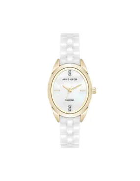 Oval Ceramic Diamond Dial Bracelet Watch